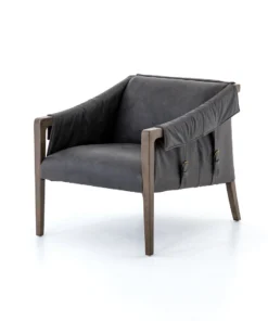 Four Hands New Arrivals Bauer Leather Chair Chaps Ebony