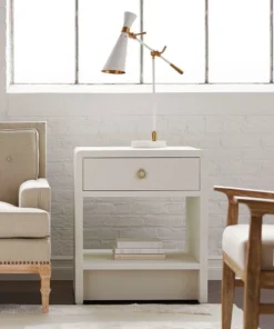 Bungalow 5 Benjamin Linen 1 Drawer Side Table White New Arrivals