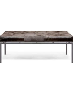 Made Goods Benjamin Ottoman Brown Hair On Hide With Black Base