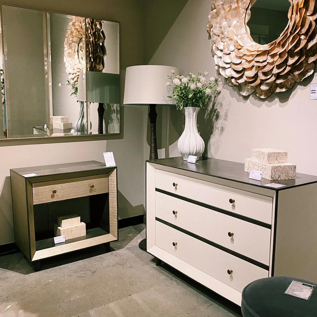 Made Goods Blaine Double Nightstand Champagne Faux Canvas New Arrivals 2 Made Goods Blaine Double Nightstand Champagne Faux Canvas New Arrivals