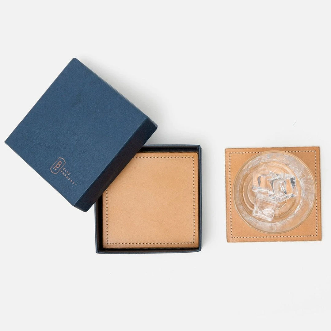 Blue Pheasant Evan Coaster Set Camel New Arrivals 1 Blue Pheasant Evan Coaster Set Camel New Arrivals