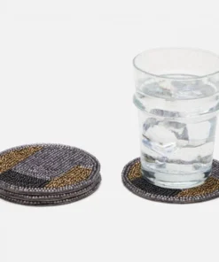 Blue Pheasant Fletcher Coaster Set Black Beads 8 Blue Pheasant Fletcher Coaster Set Black Beads