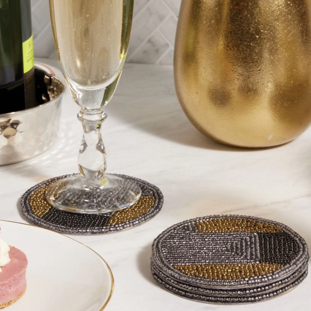 Blue Pheasant Fletcher Coaster Set Black Beads 2 Blue Pheasant Fletcher Coaster Set Black Beads