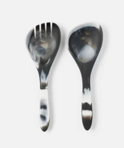 Blue Pheasant New Arrivals Laney Black Swirled 2 Piece Serving Set