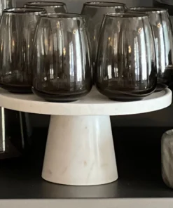 Blue Pheasant Samantha White Marble Cake Stand