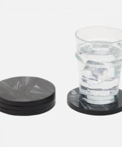 Blue Pheasant New Arrivals Vincent Coaster Set Black Marble Resin