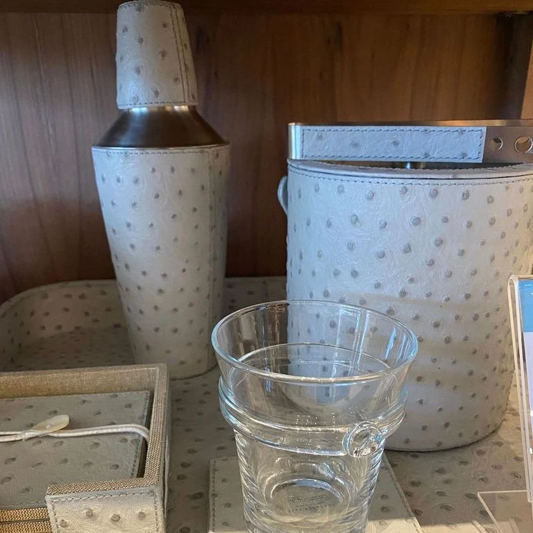 Blue Pheasant New Arrivals Witney Ice Bucket And Tongs Light Gray Ostrich 3 Blue Pheasant New Arrivals Witney Ice Bucket And Tongs Light Gray Ostrich