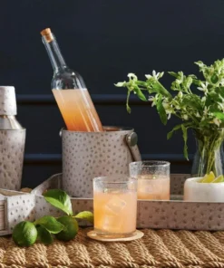 Blue Pheasant New Arrivals Witney Ice Bucket And Tongs Light Gray Ostrich