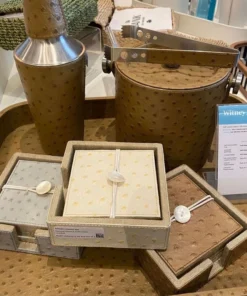 Blue Pheasant Witney Ice Bucket And Tongs Oat Brown Ostrich New Arrivals 5 Blue Pheasant Witney Ice Bucket And Tongs Oat Brown Ostrich New Arrivals