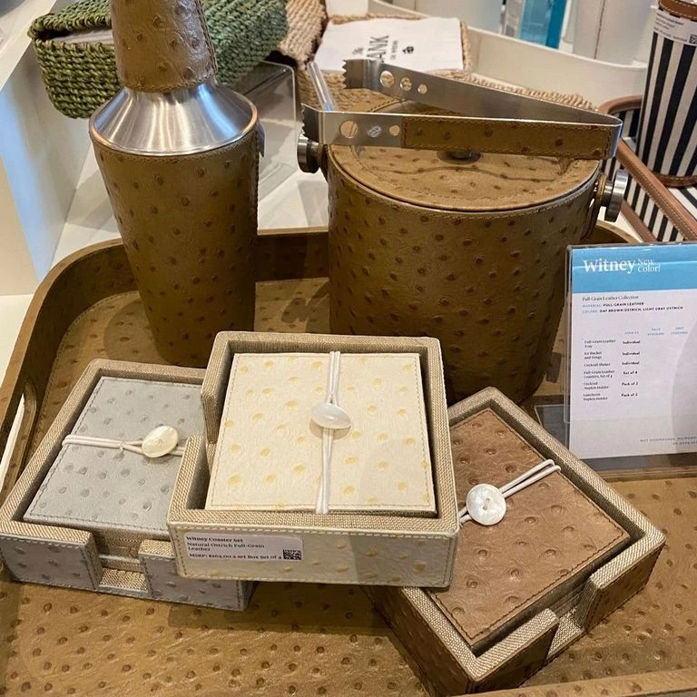 Blue Pheasant Witney Ice Bucket And Tongs Oat Brown Ostrich New Arrivals 3 Blue Pheasant Witney Ice Bucket And Tongs Oat Brown Ostrich New Arrivals