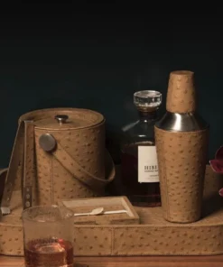 Blue Pheasant Witney Ice Bucket And Tongs Oat Brown Ostrich New Arrivals