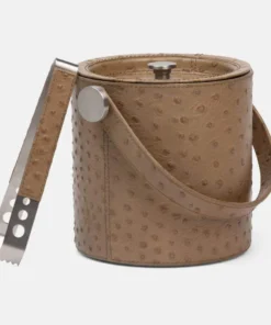 Blue Pheasant Witney Ice Bucket And Tongs Oat Brown Ostrich New Arrivals