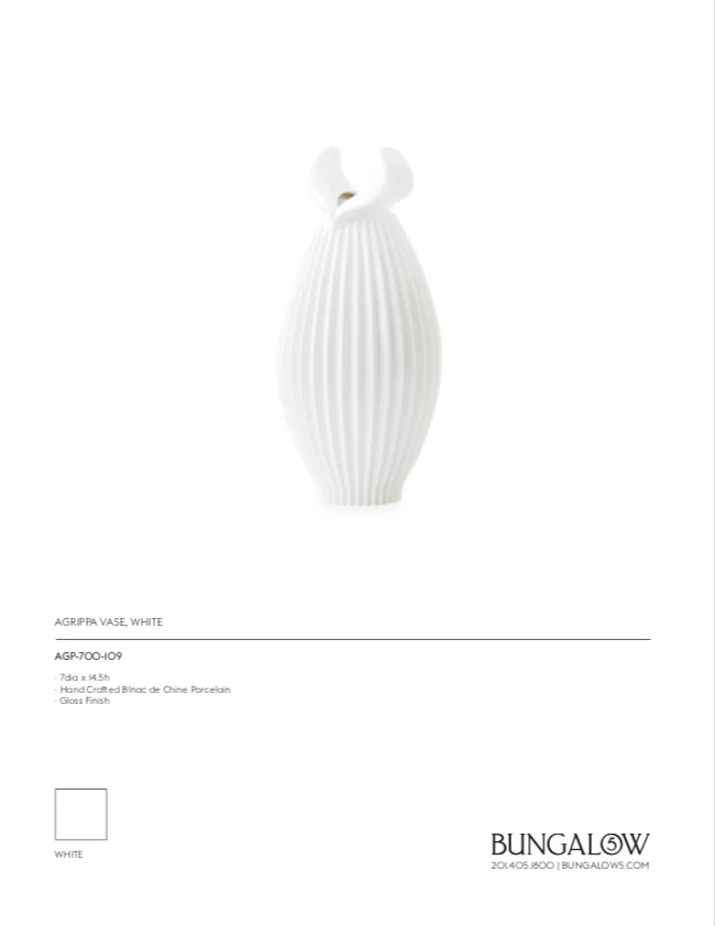 Bungalow 5 New Arrivals Agrippa Vase White 14 Bungalow 5 New Arrivals Agrippa Vase White