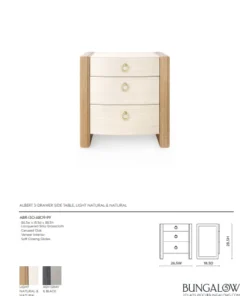 Bungalow 5 New Arrivals Albert 3 Drawer Side Table Natural