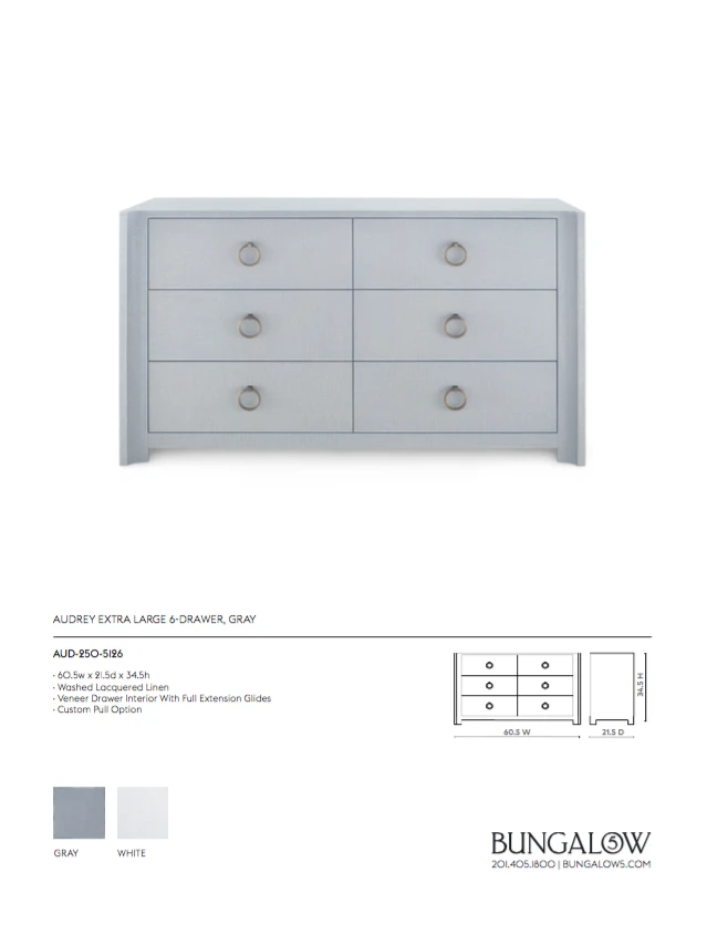 Bungalow 5 Audrey Extra Large 6 Drawer Dresser Grey New Arrivals 8 Bungalow 5 Audrey Extra Large 6 Drawer Dresser Grey New Arrivals