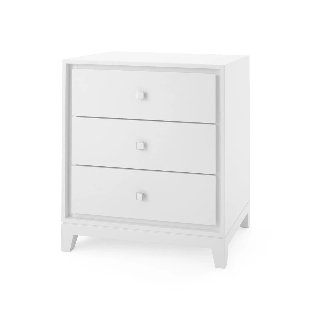 Bungalow 5 Bergamo Three Drawer Side Table White 1 Bungalow 5 Bergamo Three Drawer Side Table White