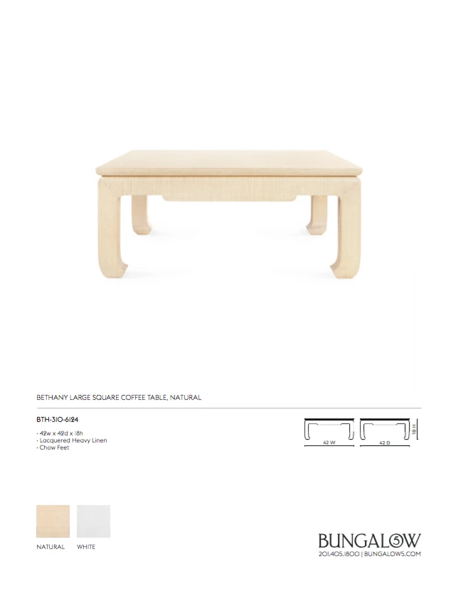 Bungalow 5 Bethany Large Square Coffee Table Natural 4 Bungalow 5 Bethany Large Square Coffee Table Natural