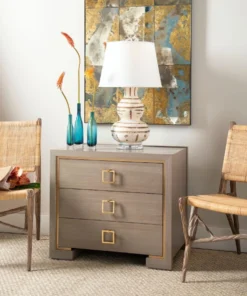 Bungalow 5 New Arrivals Blake 3 Drawer Side Table Taupe Gray