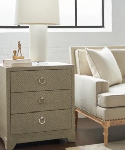 Bungalow 5 Brittany 3 Drawer Side Table Gray Tweed