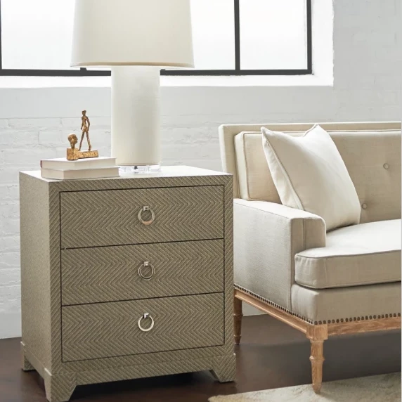 Bungalow 5 Brittany 3 Drawer Side Table Gray Tweed 2 Bungalow 5 Brittany 3 Drawer Side Table Gray Tweed
