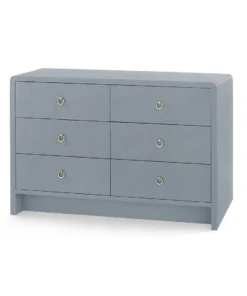 Bungalow 5 New Arrivals Bryant Linen Extra Large 6 Drawer Chest Gray