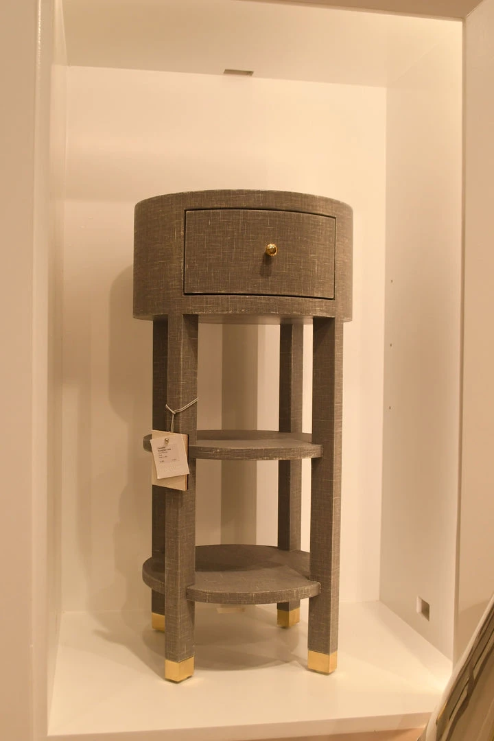 Bungalow 5 New Arrivals Claudette One Drawer Round Side Table Gray 11 Bungalow 5 New Arrivals Claudette One Drawer Round Side Table Gray