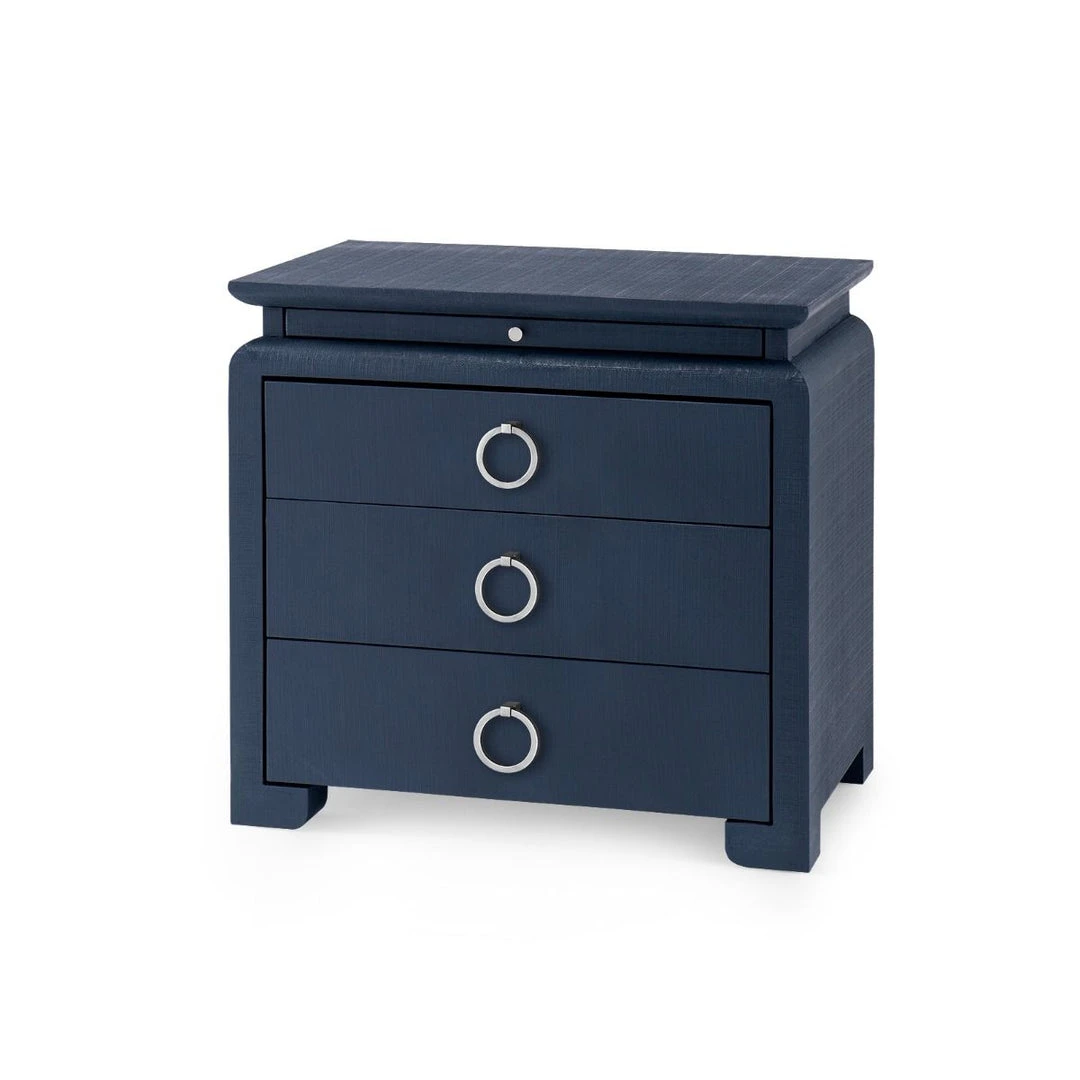 Bungalow 5 New Arrivals Elina 3 Drawer Side Table Navy Blue 1 Bungalow 5 New Arrivals Elina 3 Drawer Side Table Navy Blue