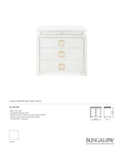 Bungalow 5 Elina 3 Drawer Side Table White 21 Bungalow 5 Elina 3 Drawer Side Table White