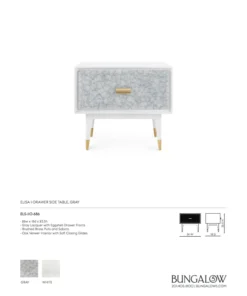 Bungalow 5 Elisa One Drawer Side Table Gray New Arrivals