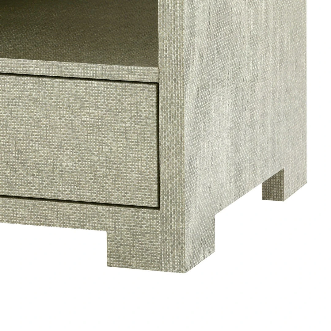 Bungalow 5 Fedor Two Drawer Side Table Moss Gray Grasscloth 5 Bungalow 5 Fedor Two Drawer Side Table Moss Gray Grasscloth
