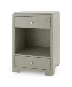 Bungalow 5 Fedor Two Drawer Side Table Moss Gray Grasscloth