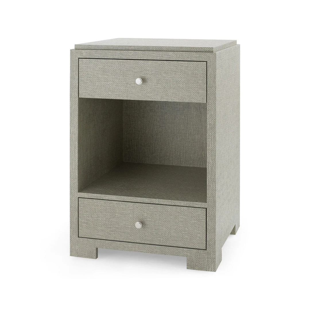 Bungalow 5 Fedor Two Drawer Side Table Moss Gray Grasscloth 1 Bungalow 5 Fedor Two Drawer Side Table Moss Gray Grasscloth