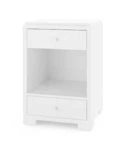 Bungalow 5 Fedor Two Drawer Side Table White Grasscloth New Arrivals