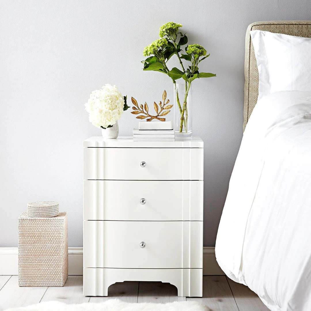 Bungalow 5 Flanders Three Drawer Side Table White 2 Bungalow 5 Flanders Three Drawer Side Table White