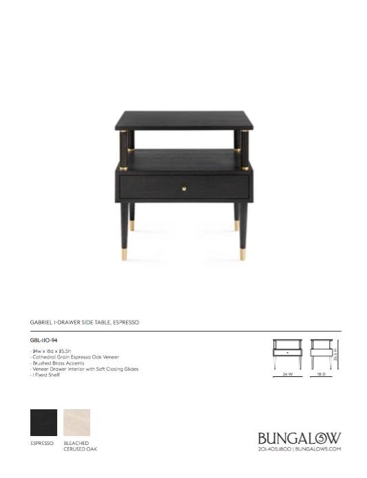 Bungalow 5 Gabriel 1 Drawer Side Table Espresso 10 Bungalow 5 Gabriel 1 Drawer Side Table Espresso