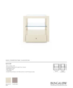 Bungalow 5 Gavin 1 Drawer Side Table Blanched Oak 15 Bungalow 5 Gavin 1 Drawer Side Table Blanched Oak