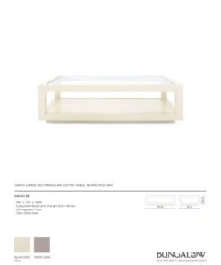 Bungalow 5 Gavin Large Rectangular Coffee Table Blanched Oak