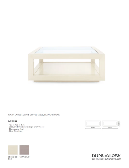Bungalow 5 Gavin Large Square Coffee Table Blanched Oak 6 Bungalow 5 Gavin Large Square Coffee Table Blanched Oak