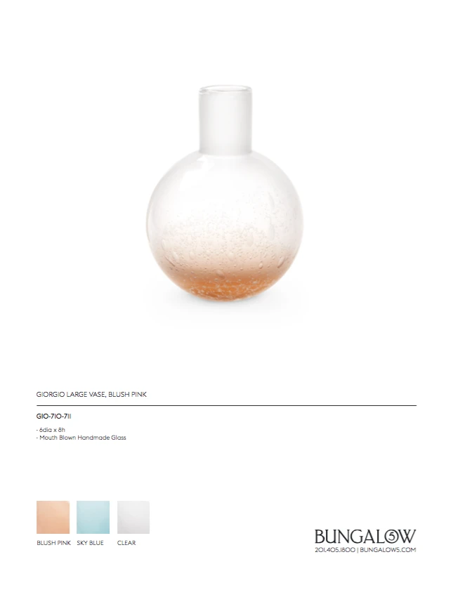 Bungalow 5 New Arrivals Giorgio Vase Blush Pink 9 Bungalow 5 New Arrivals Giorgio Vase Blush Pink