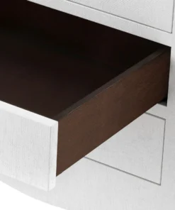 Bungalow 5 Jacqui 3 Drawer Side Table White Grasscloth