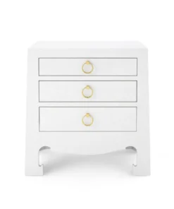 Bungalow 5 Jacqui 3 Drawer Side Table White Grasscloth