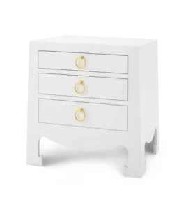 Bungalow 5 Jacqui 3 Drawer Side Table White Grasscloth