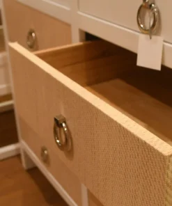 Bungalow 5 New Arrivals Mallet 8 Drawer Dresser Grasscloth And White Lacquer