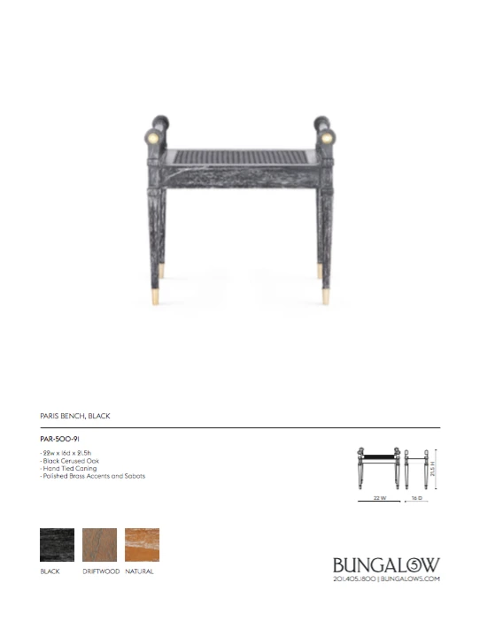 Bungalow 5 Paris Bench Black New Arrivals 6 Bungalow 5 Paris Bench Black New Arrivals