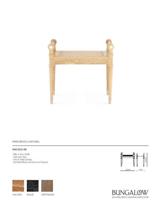 Bungalow 5 Paris Bench Natural 8 Bungalow 5 Paris Bench Natural