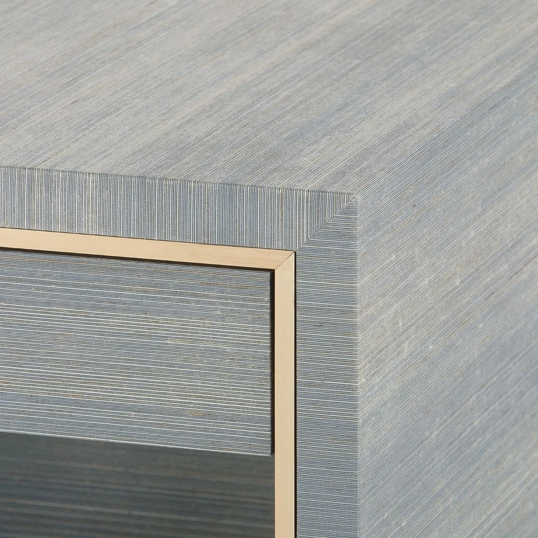 Bungalow 5 New Arrivals Parker 2 Drawer Side Table Slate Blue Lacquered Grasscloth 6 Bungalow 5 New Arrivals Parker 2 Drawer Side Table Slate Blue Lacquered Grasscloth