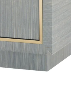 Bungalow 5 New Arrivals Parker Extra Large 9 Drawer Chest Slate Blue Lacquered Grasscloth