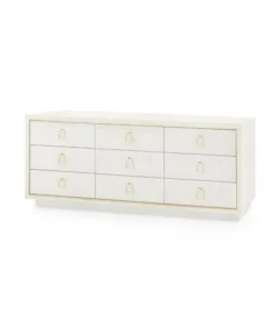 Bungalow 5 Parker Extra Large 9 Drawer Chest Silver Lacquered Grasscloth