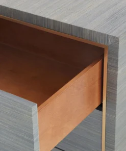 Bungalow 5 New Arrivals Parker Extra Large 9 Drawer Chest Slate Blue Lacquered Grasscloth