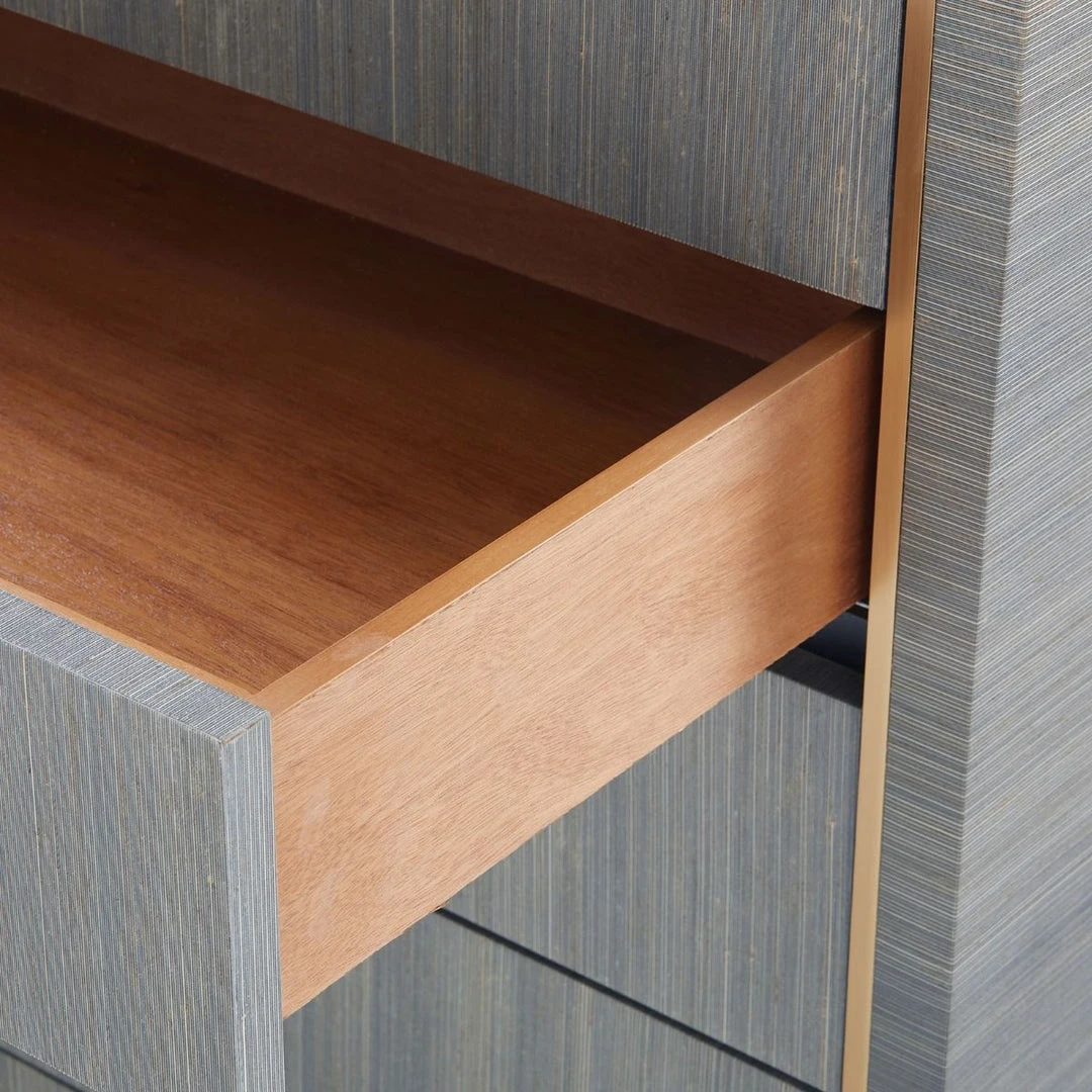 Bungalow 5 Parker Large 5 Drawer Chest Slate Blue Lacquered Grasscloth 6 Bungalow 5 Parker Large 5 Drawer Chest Slate Blue Lacquered Grasscloth